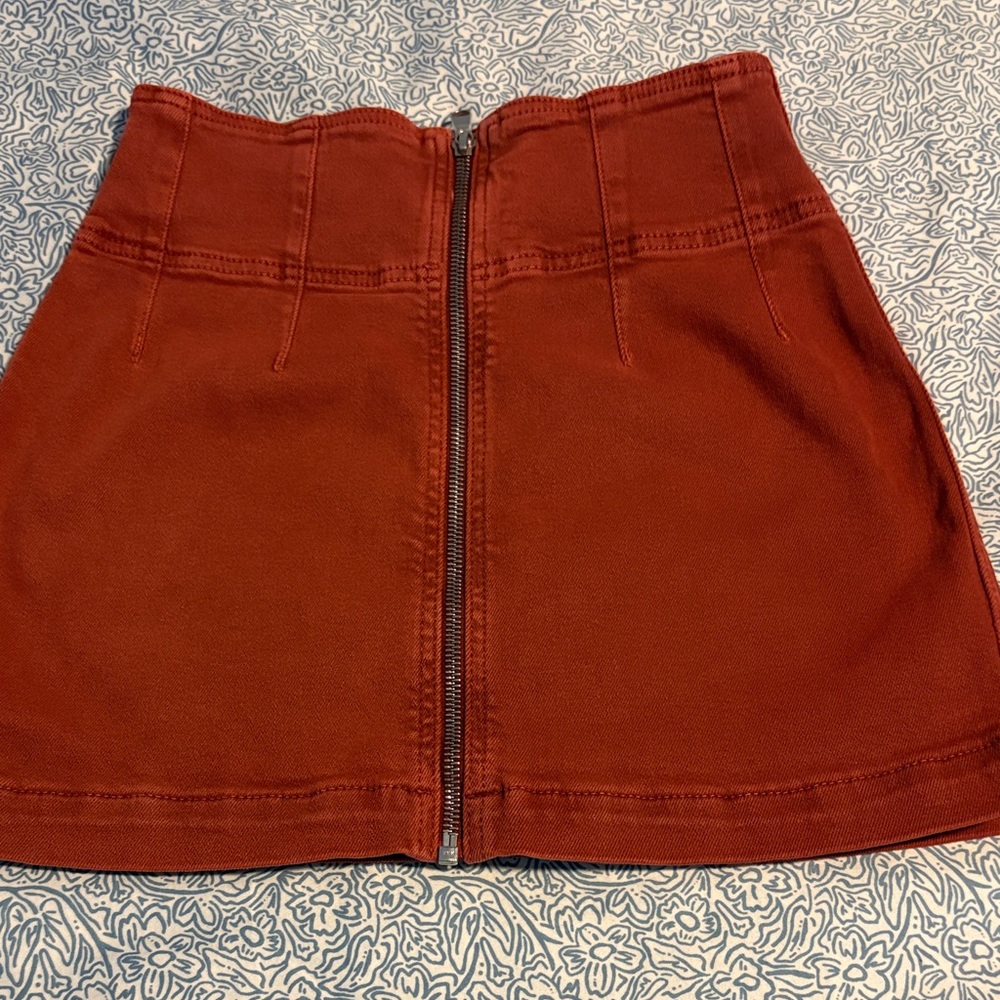 We The Free Rust Red Front-Zip Mini Skirt